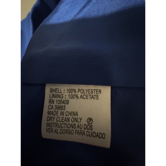 Tahari Levine Dress Cobalt Blue 8P 8 P Career Church Party 3/4 Sleeve V Neck - Picture 6 of 7